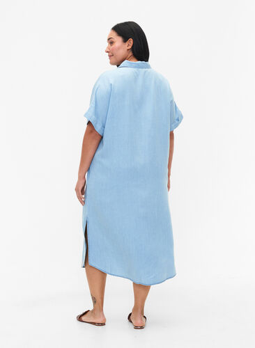 Robes à manches courtes en lyocell (TENCEL™), Light blue denim, Model image number 1