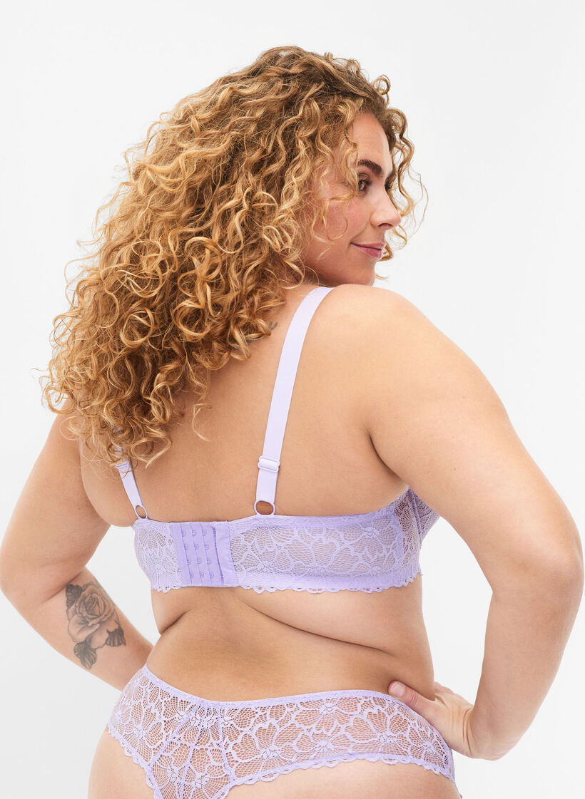 Volledig dekkende kanten beha met beugel, Paars, Model image number 1