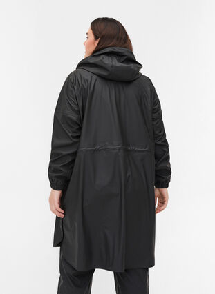 Veste de pluie avec fermeture éclair et capuche, Black, Model image number 1