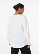 Blouse avec poignets smock&eacute;s et col en V, Vanille, Model image number 2