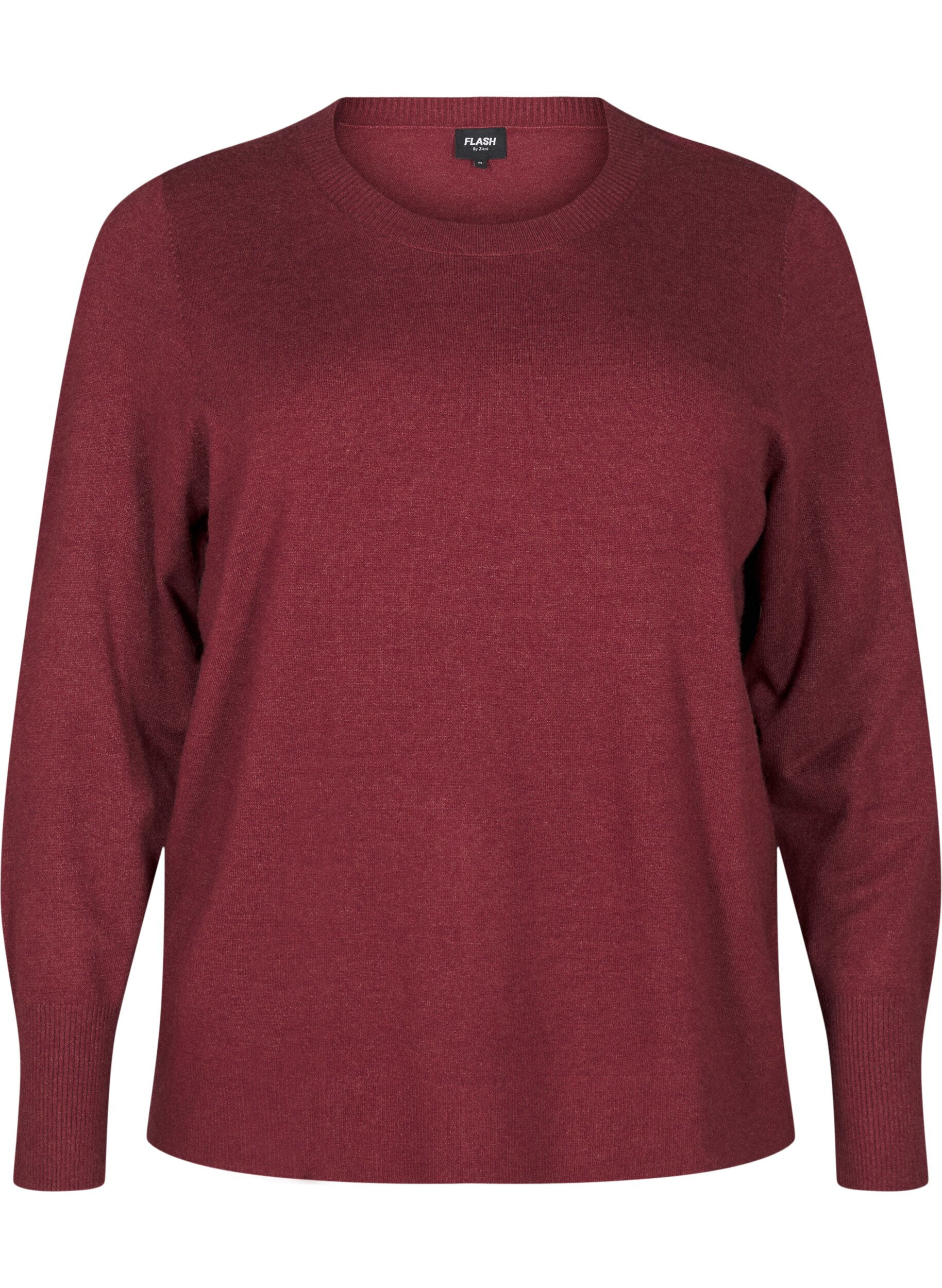 ZizziFLASH - Gebreide blouse met ronde hals, Rood, Packshot image number 0