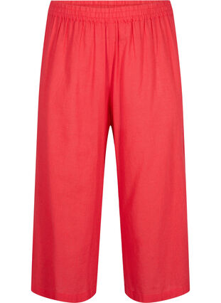 Pantalon 7/8 en coton mélangé avec du lin, Hibiscus, Packshot image number 0