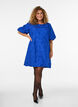Robe en jacquard &agrave; coupe &eacute;vas&eacute;e avec manches bouffantes, Bleu, Model image number 1