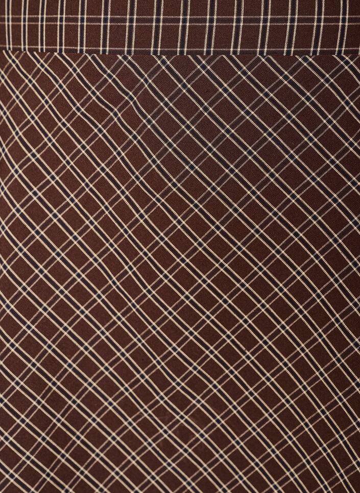 Jupe midi &agrave; carreaux avec bordure en dentelle, Marron, Packshot image number 2