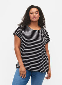 T-shirt en coton à rayures, Black W. Stripe, Model