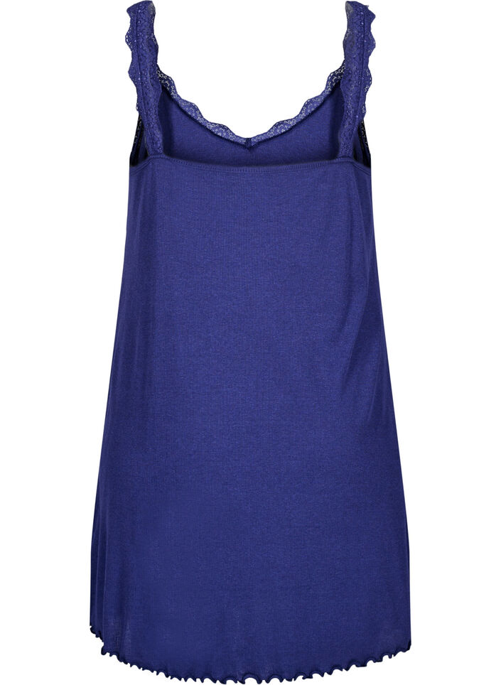 Chemise de nuit avec ourlet en dentelle, Bleu, Packshot image number 1