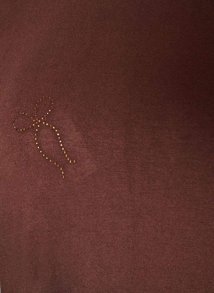 T-shirt en viscose avec strass, Marron, Packshot image number 2