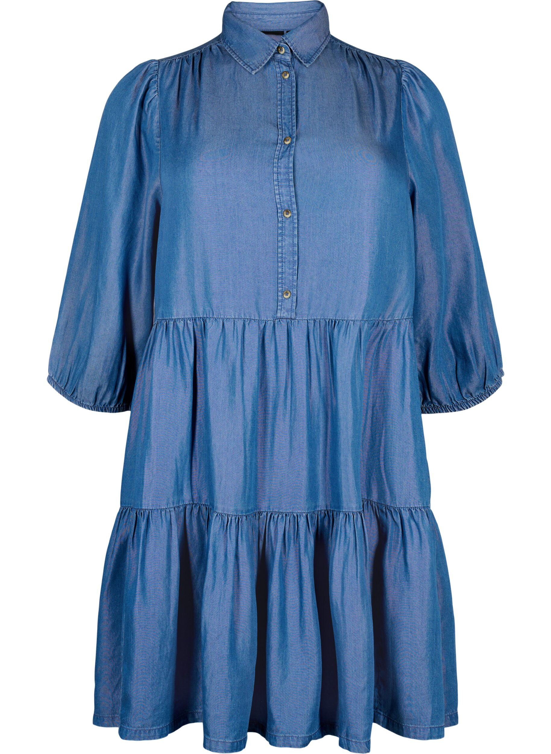 Zizzi Robe en jean en TENCEL&trade; Lyocell avec manches 3/4, Blue Denim, Packshot image number 0