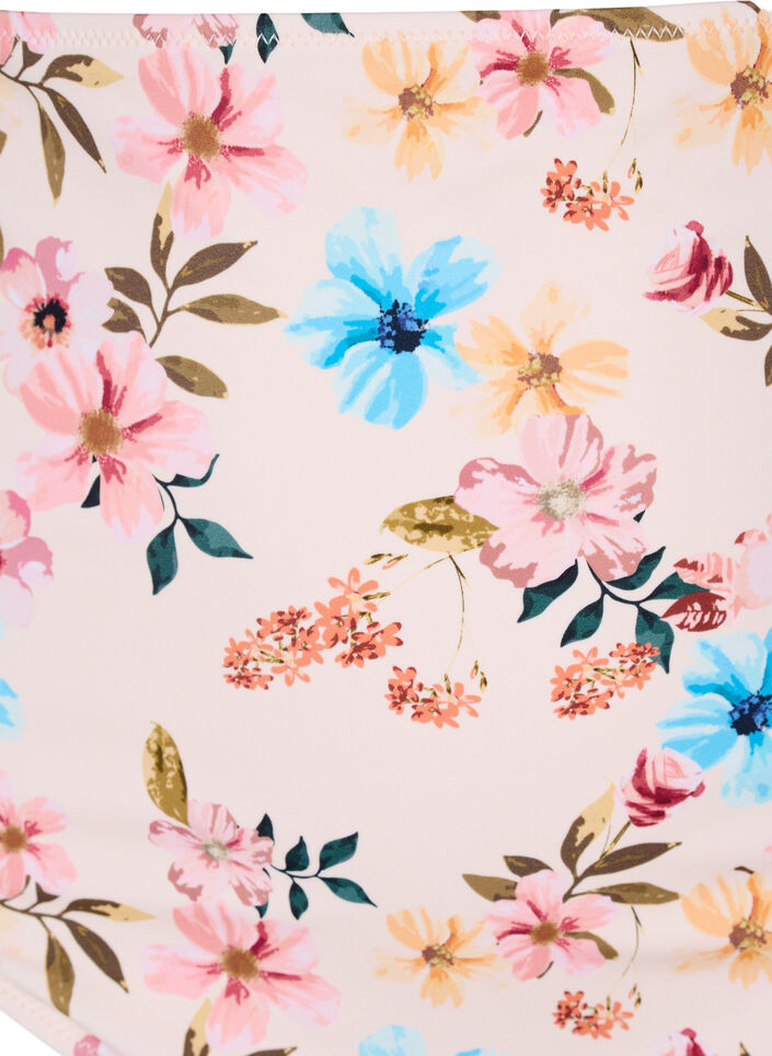 Extra high-waisted bikinibroekje met bloemenprint, Beige, Packshot image number 2