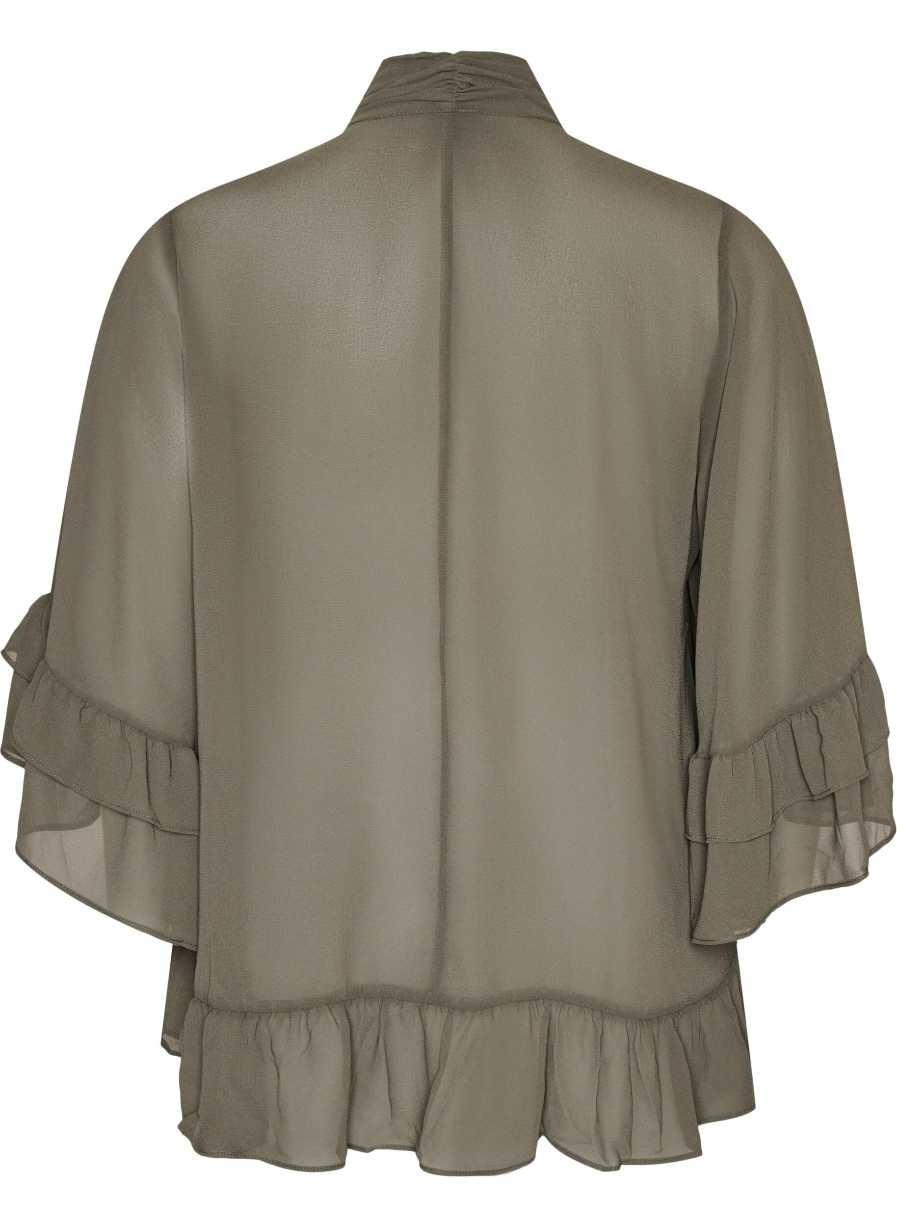 ZizziBlouse avec ruban &agrave; nouer et volants, Gris anthracite, Packshot image number 1