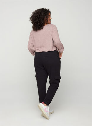Pantalon délavé en mélange de coton, Black Washed , Model image number 0