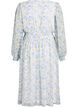 Robe midi fleurie avec effet portefeuille et smocks, Bleu Clair, Packshot image number 1