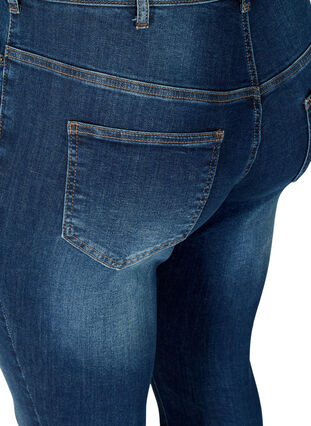 Cropped Nille jeans met gerafelde randen, Blue denim, Packshot image number 3