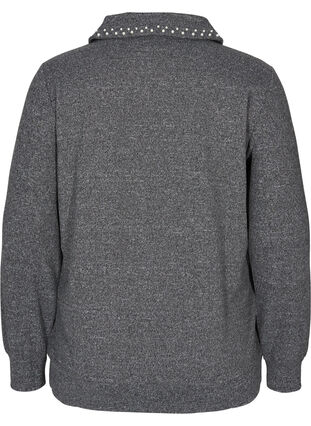 Bæouse en tricot avec col et perles, Dark Grey Mel, Packshot image number 1
