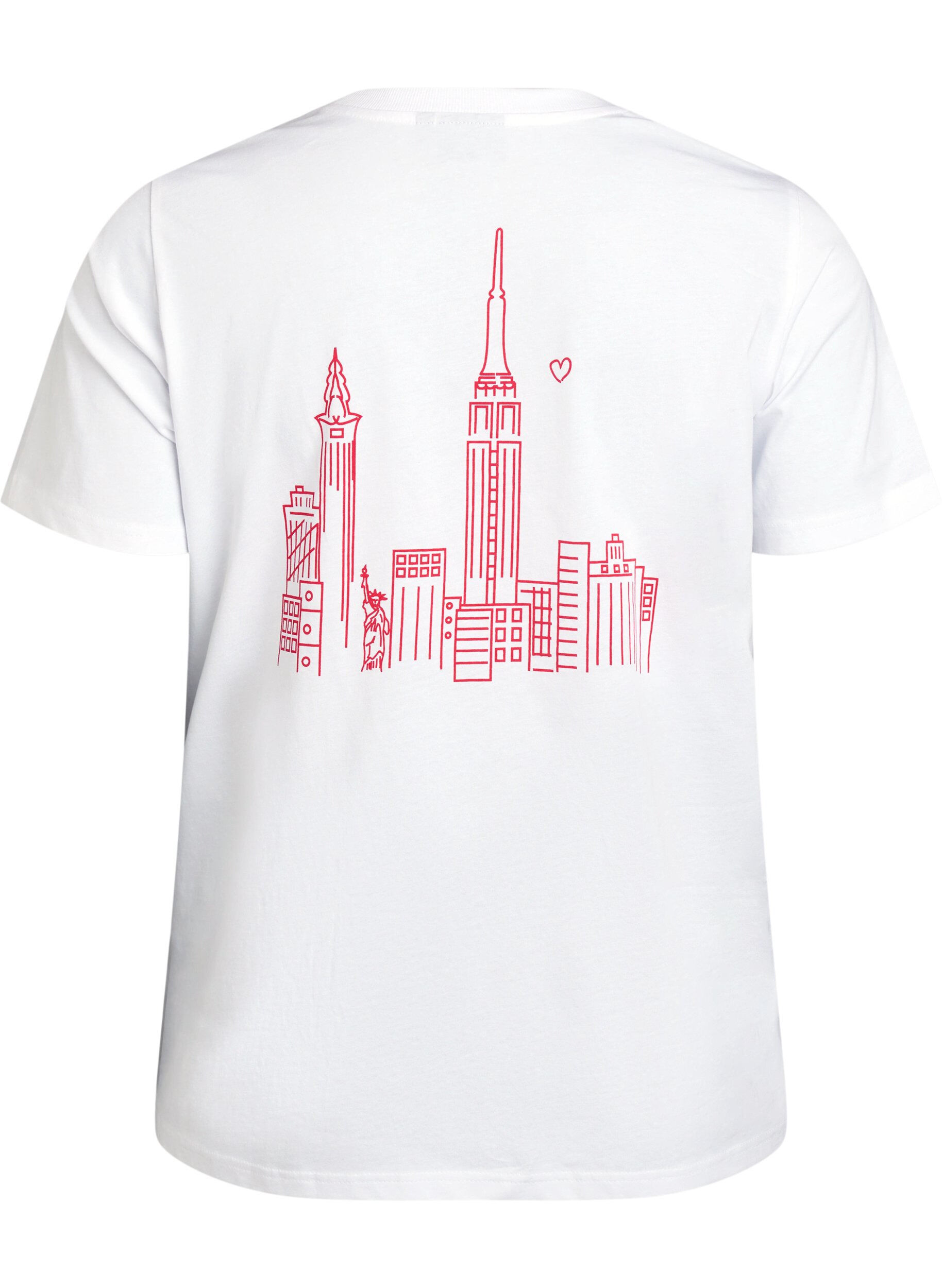 ZizziT-shirt avec imprim&eacute; de texte et col rond, Blanc, Packshot image number 1