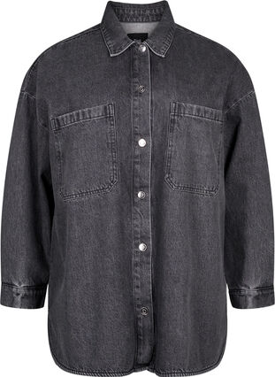 Veste en jean ample avec boutons, Grey Denim, Packshot image number 0