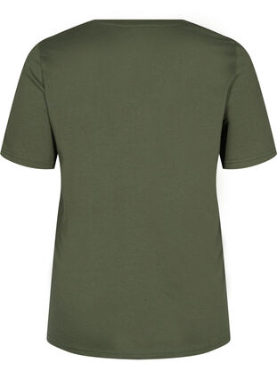 T-shirt en coton bio à col V, Thyme, Packshot image number 1
