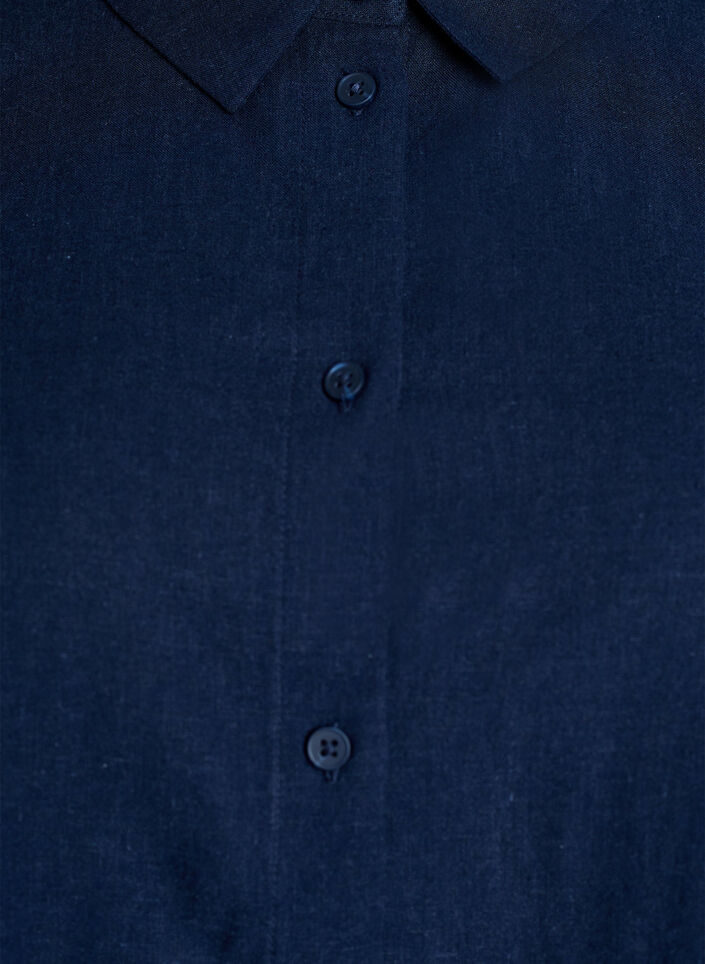Shirt met korte mouwen in linnen en viscose, Blauw, Packshot image number 2