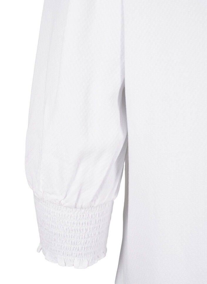 Viscose blouse met smok en ruches, Bright White, Packshot image number 3