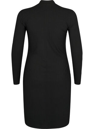 Aansluitende jurk met opengewerkte details, Black, Packshot image number 1