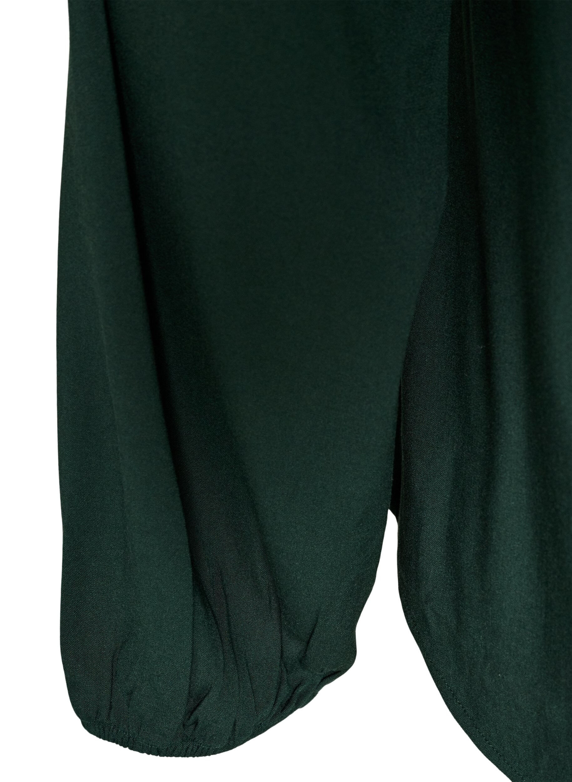 ZizziViscose blouse met V-hals en afgeronde zoom, Groen, Packshot image number 3