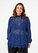 Kanten blouse met strikdetail, Estate Blue, Model image number 0