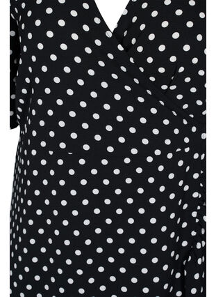 Robe cache-cœur imprimée à manches courtes, Black Dot, Packshot image number 2