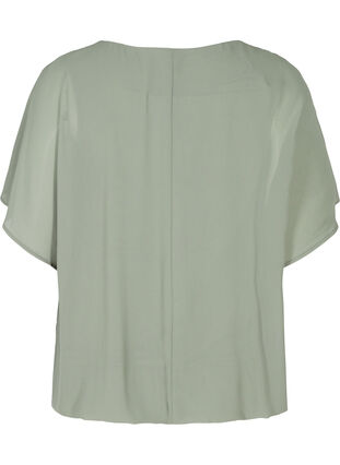 Korte blouse met losse mesh mouwen, Agave Green, Packshot image number 1