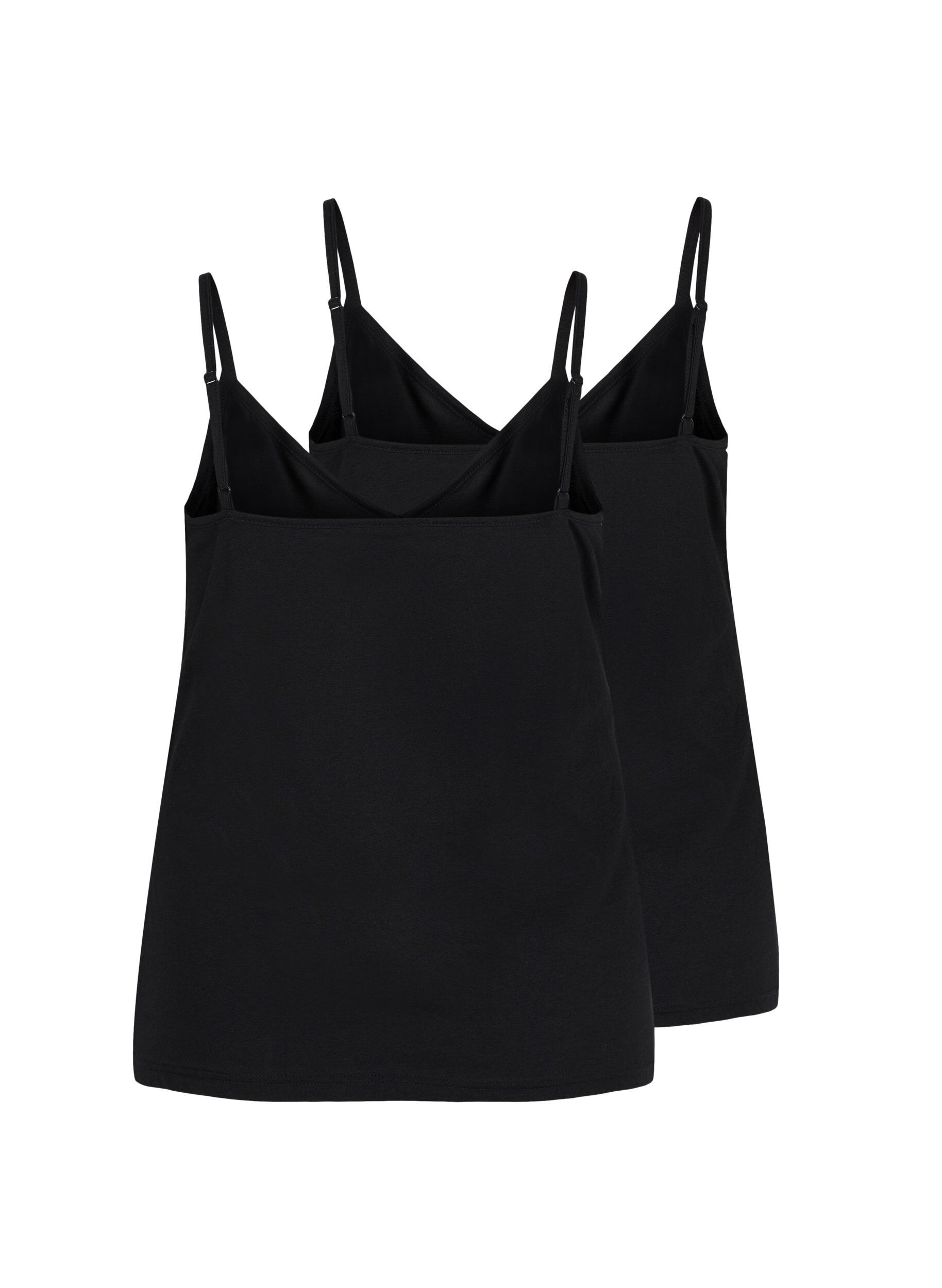 ZizziSet van 2 basic tops in katoen, Black/Black, Packshot image number 1