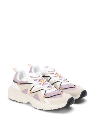Sneakers met brede pasvorm en contrasterend veterdetail, Elderberry, Packshot image number 1