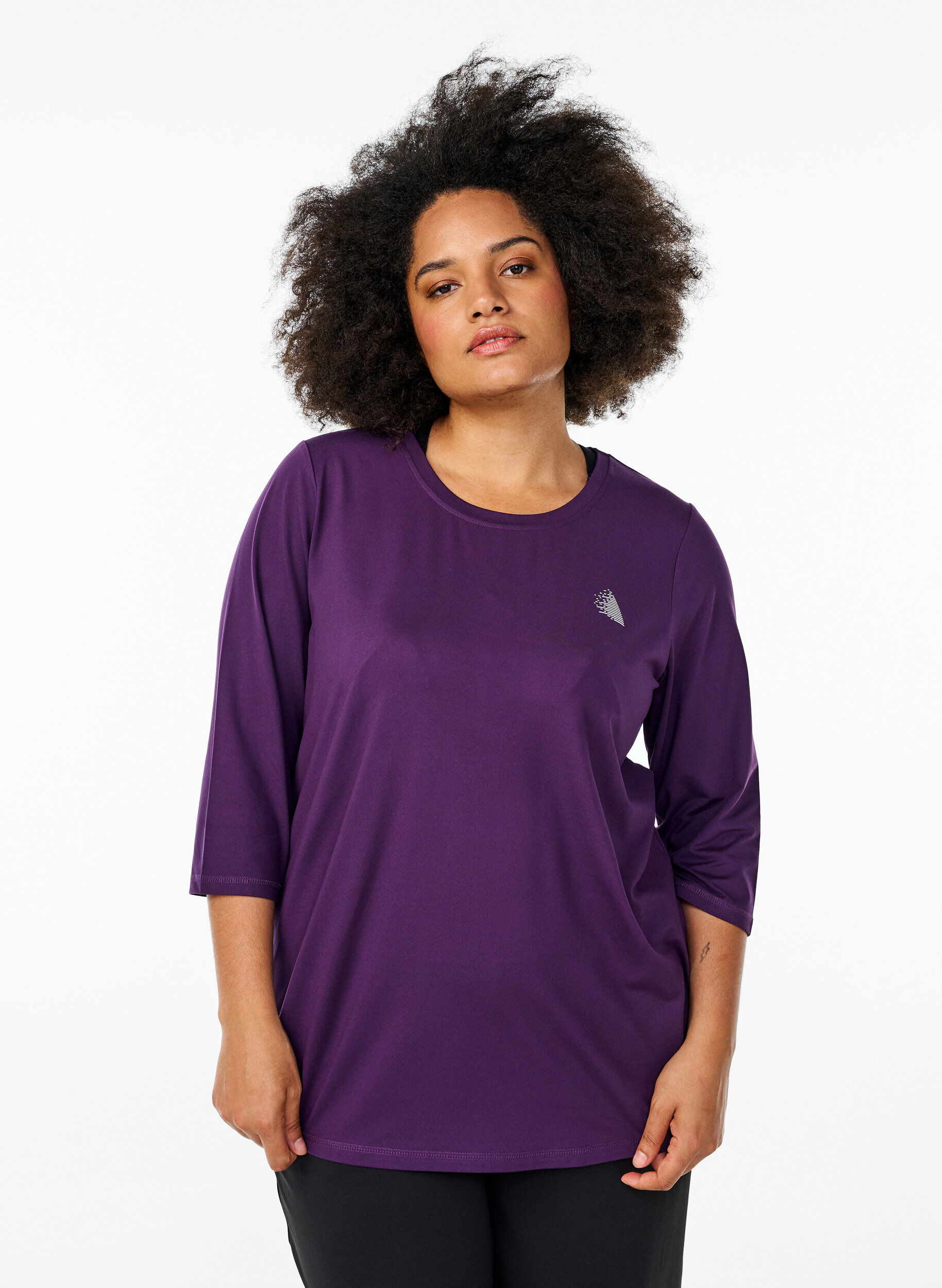 ZizziTraining blouse met 3/4 mouwen, Paars, Model image number 0