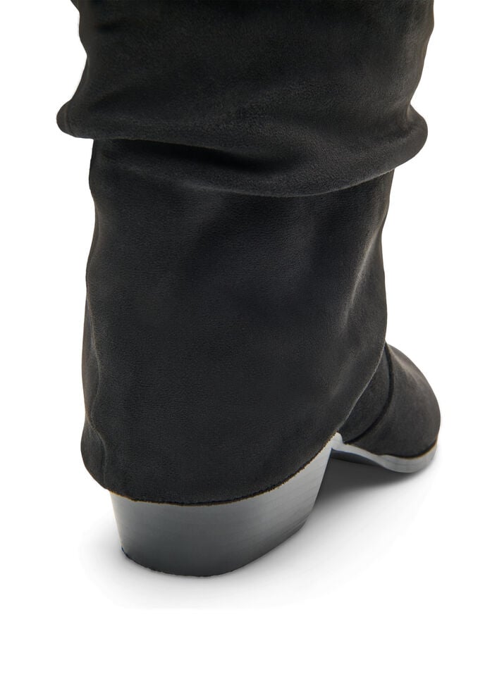 Lange laars met su&egrave;de-look en een afneembare schacht, Zwart, Packshot