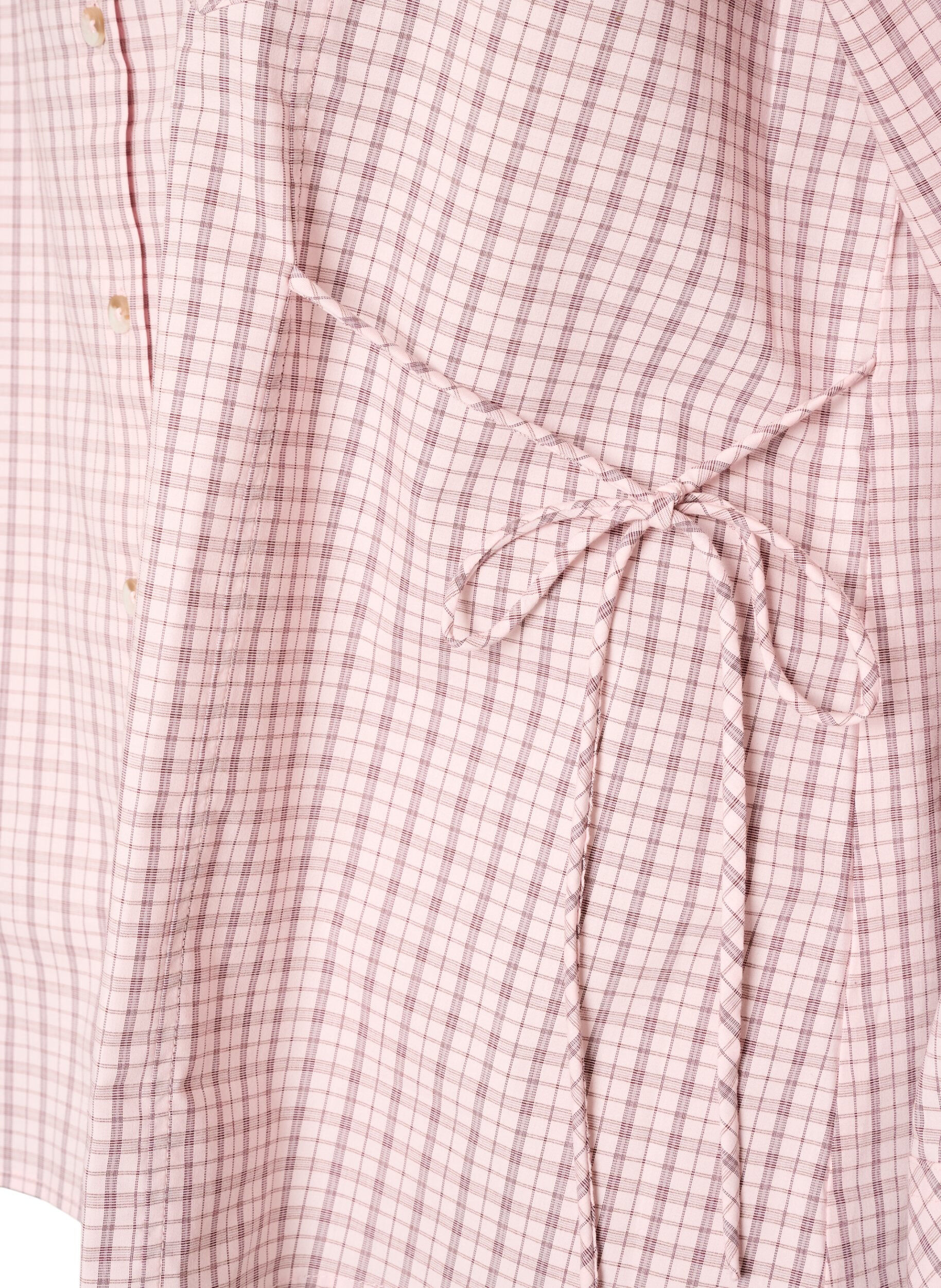 ZizziLosvallend geruit overhemd met strikceintuur, Roze, Packshot image number 3