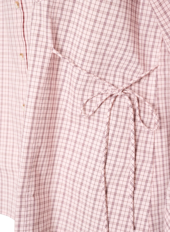 Losvallend geruit overhemd met strikceintuur, Roze, Packshot image number 3