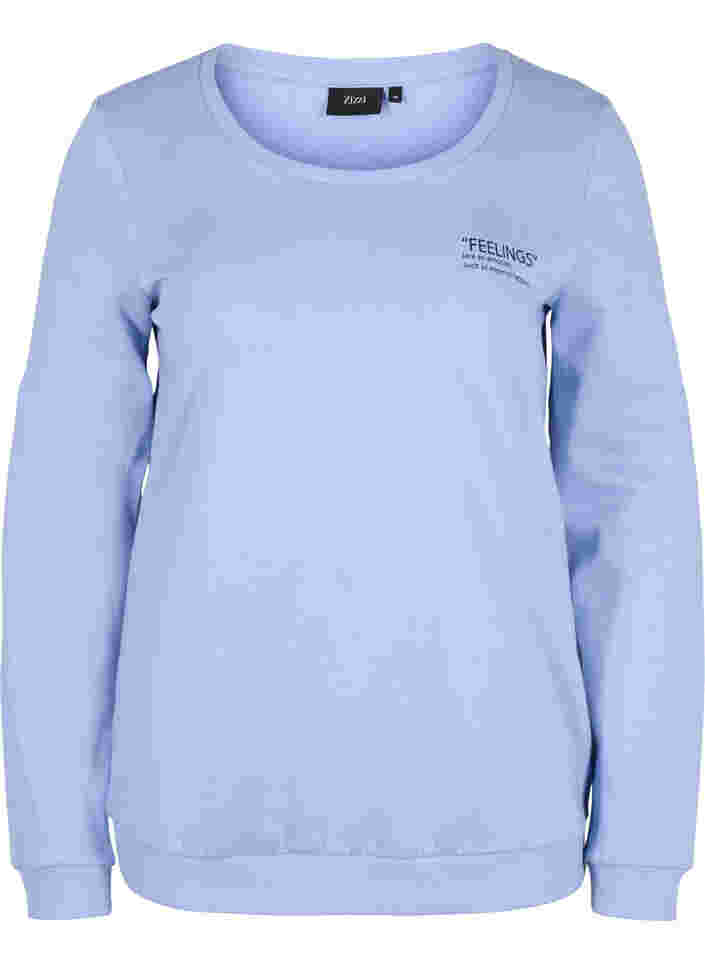 Sweat-shirt en coton avec impression de texte, Blue Heron, Packshot