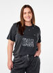 T-shirt met oogjes en print, Grey Washed , Model image number 0