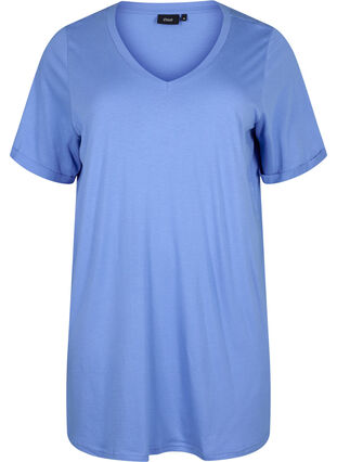 Effen kleur oversized v-hals t-shirt, Marina, Packshot image number 0
