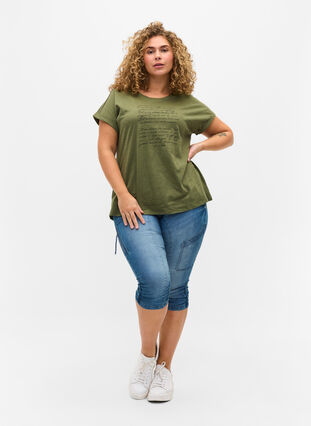 T-shirt avec imprimé en coton biologique, Four Leaf CloverText, Model image number 2