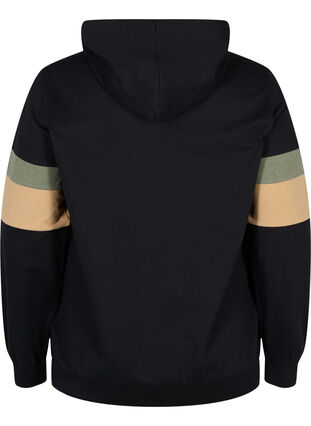 Sweat-shirt avec capuche et détails sportif, Black/Camel, Packshot image number 1