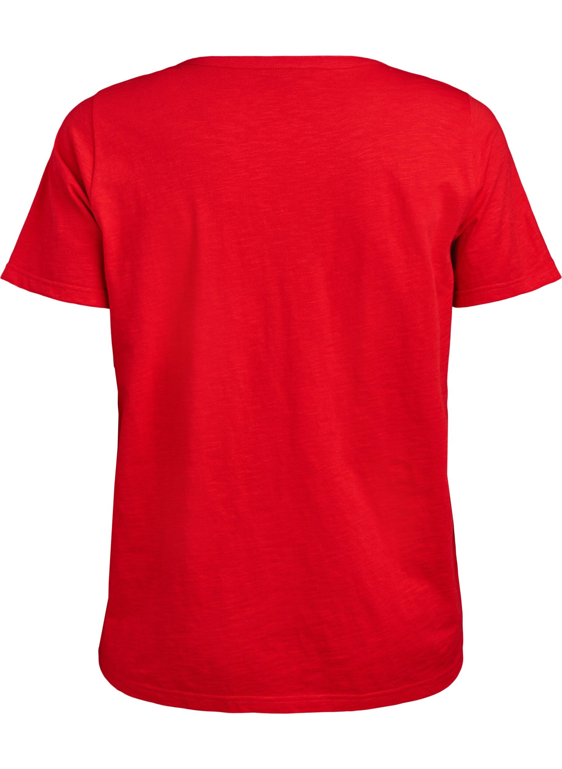 ZizziT-shirt met knoopdetail, Rood, Packshot image number 1