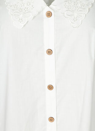 Robe chemise en coton à manches bouffantes, Bright White, Packshot image number 2