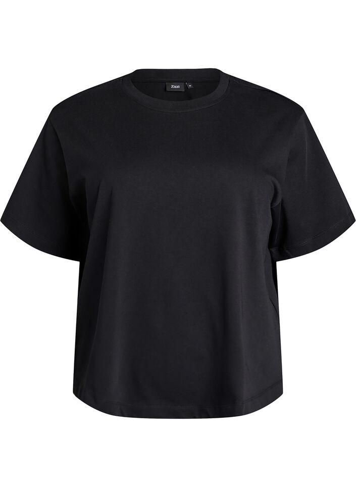 T-shirt coupe boxy en coton, Noir, Packshot image number 0