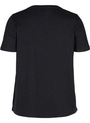 T-shirt en coton bio avec pierres, Black , Packshot image number 1