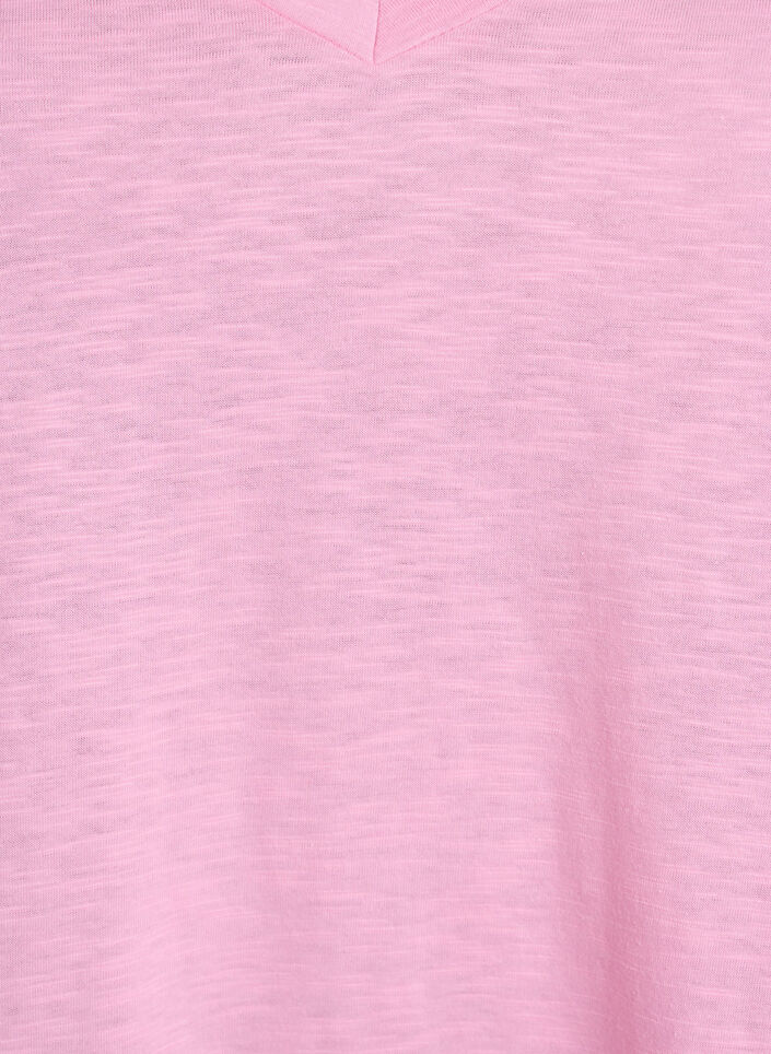 Basic t-shirt met korte mouwen en V-hals, Roze, Packshot image number 2