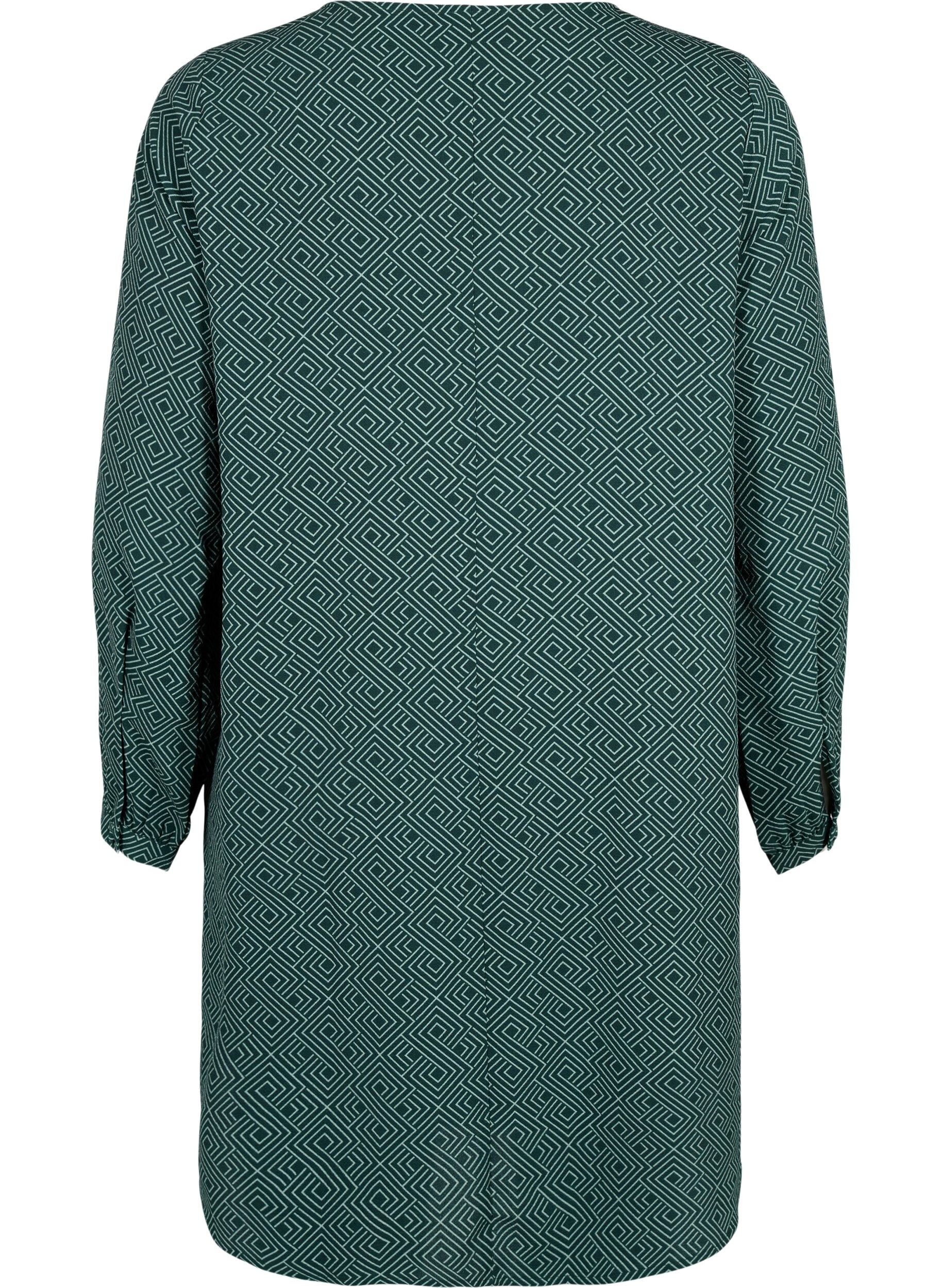 Zizzi Robe &agrave; col en V avec imprim&eacute;, Scarab Graphic AOP, Packshot image number 1