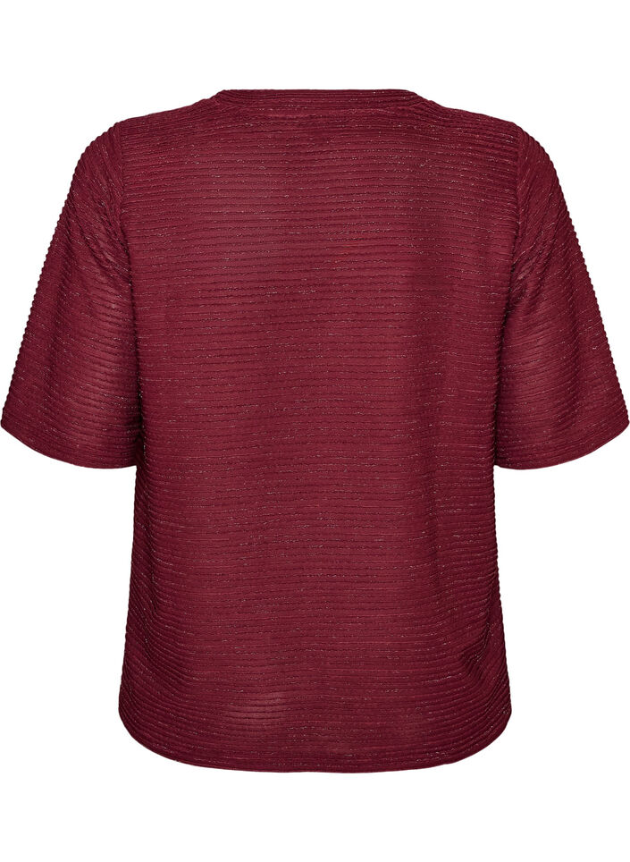 Blouse textur&eacute;e avec paillettes, Bordeaux, Packshot image number 1