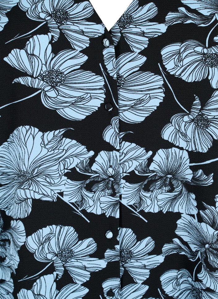 Blouse avec col en V et imprimé, Black B. Flower AOP, Packshot image number 2