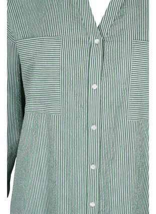 Robe chemise en coton rayé, Green Stripe, Packshot image number 2