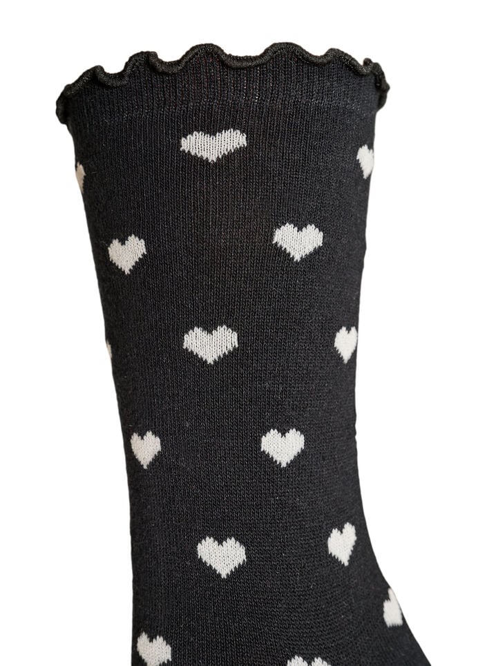 Chaussettes en coton avec des motifs, Noir, Packshot image number 2