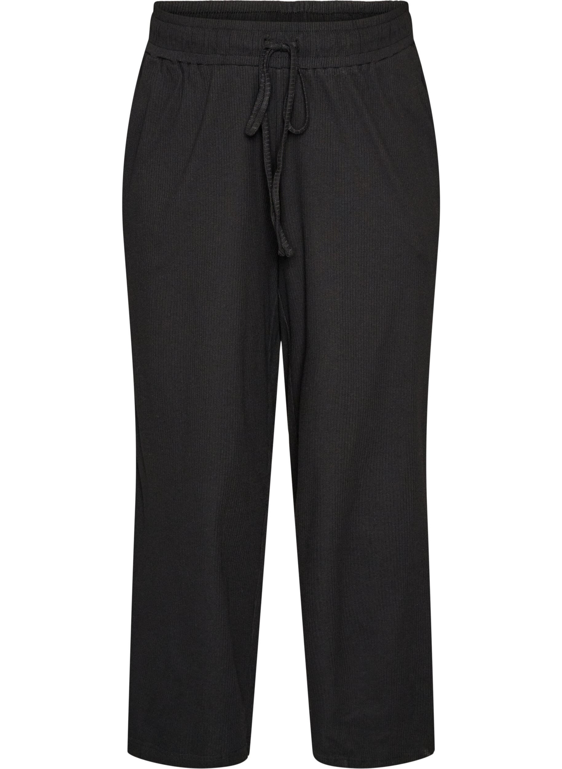 Geribde pyjamabroek met rechte pijpen